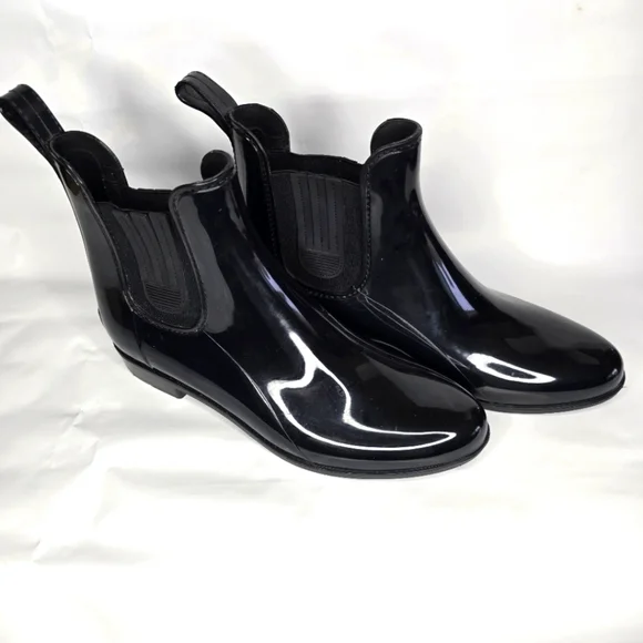 London Fog Sleek Black Chelsea Rain Boots Size 10M - Picture 2 of 7